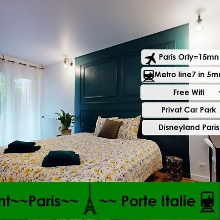 8 Personnes - 4 Rooms - 2 Salle De Bain - Metro 7 & 14 - Porte Italie - Private Car Park- Wifi Le Kremlin-Bicêtre Dış mekan fotoğraf